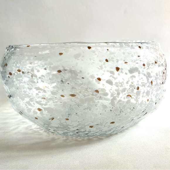 Large Vintage Handblown Speckled Art Glass Bowl - Picture 8 of 11